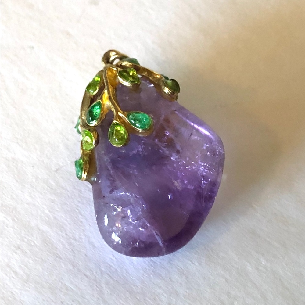 Vintage Polished Amethyst Nugget Drop Pendant - Picture 3 of 7